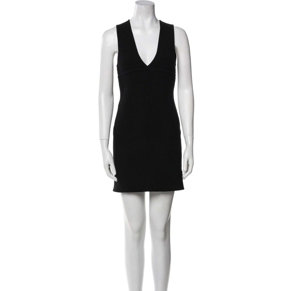 House of Harlow 1960 V-Neck Mini Dress Black Sleeveless Sheath Ribbed Size Small